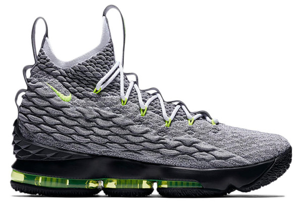 Name:NIKE LEBRON XV KSA Color:Cool Grey/Volt-Wolf Grey Style:AR4831-001.  Release Date:03/25/2018. Price:$200. Exclusive:LeBron Watch [Detailed  Photos]